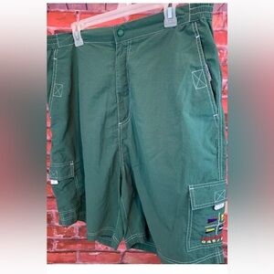 VTG Tommy Hilfiger 36 Green Swim Trunks Spell Out Flag Mesh Lined Vintage (50)